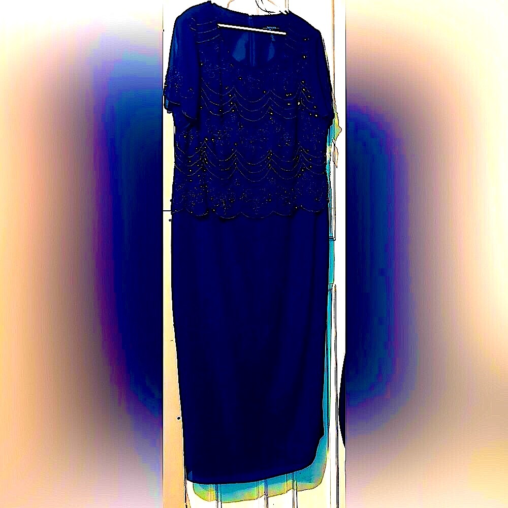 R & M Richards Iridescent Bead Dress Plus Size 20W Women’s Wedding Party